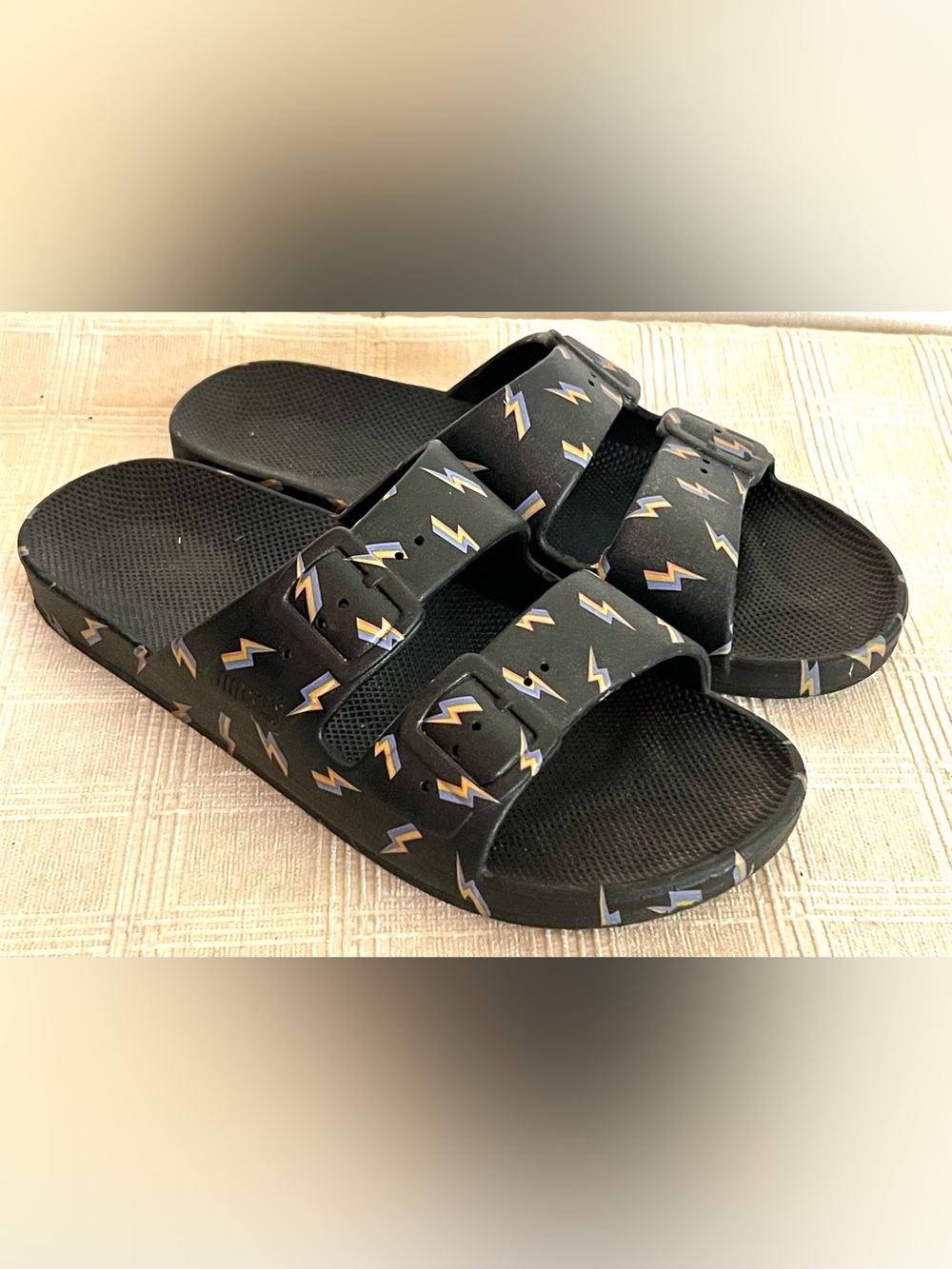 ⚡ Freedom Moses Bolt Black Slide Sandals ⚡
